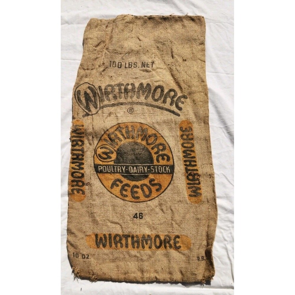 Wirthmore Burlap Feed Bag Poultry Dairy Stock 100 lb Sack